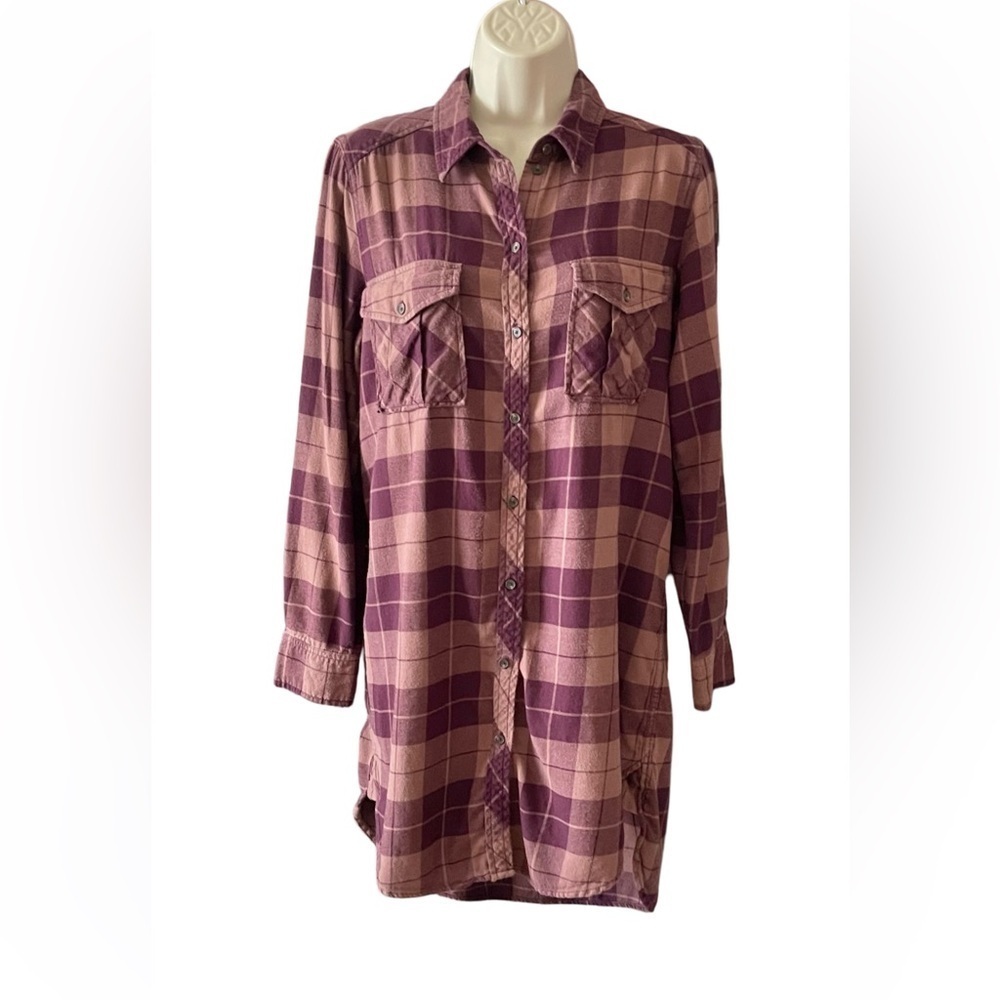 Aritzia Wilfred Free Veronika Buffalo Check Dress Size S Flannel Oversized Soft